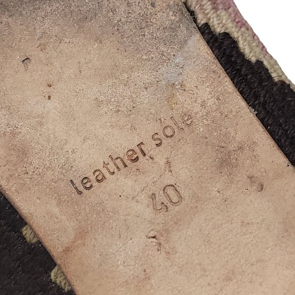 Handmade Turkish Kilim Rug Loafers With Leather Soles & Insides size 40 US 9 - Picture 9 of 16